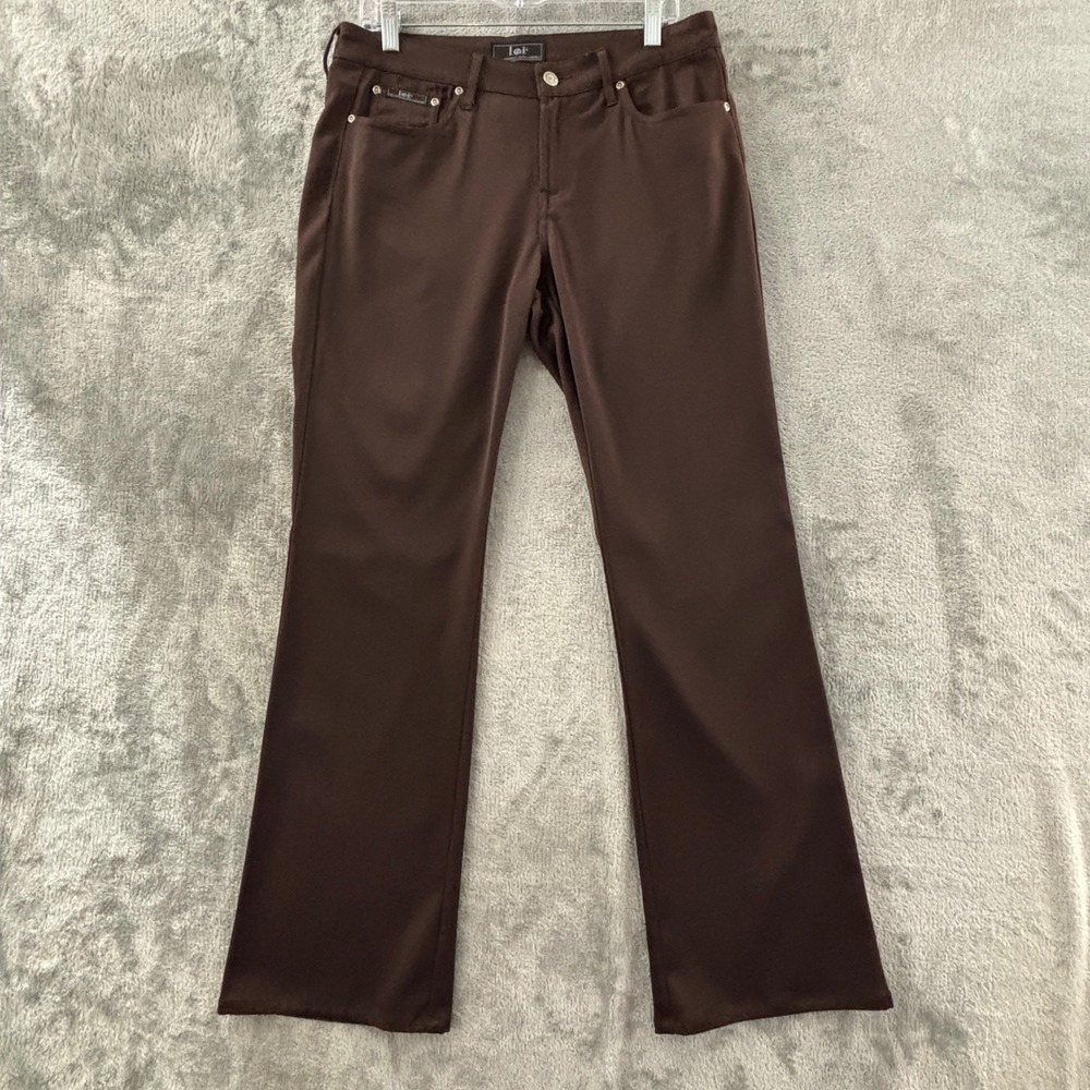 LEI Flare Leg Pants Womens Size 13 Brown Mid Rise Stretch 32" Inseam Vintage‎